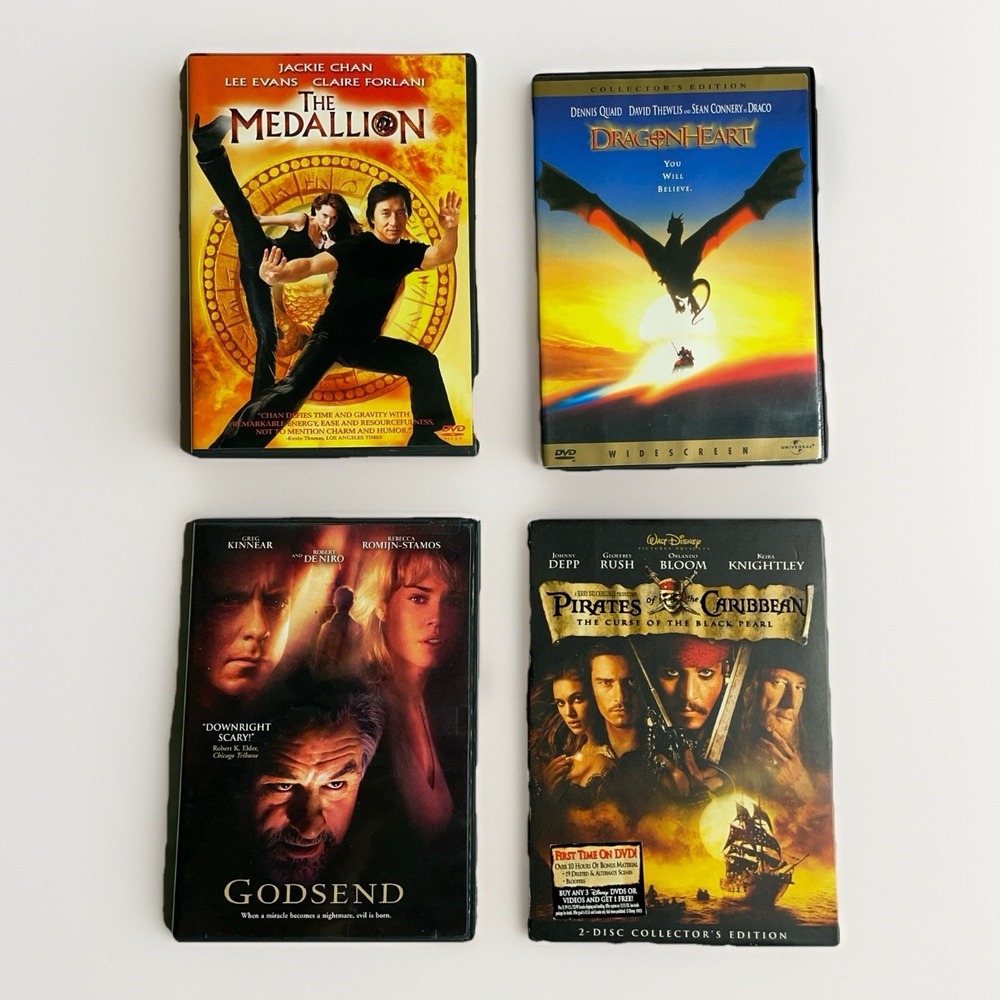 Y2k Action Fantasy DVD Lot Pirates Caribbean Dragonheart Medallion Godsend Set